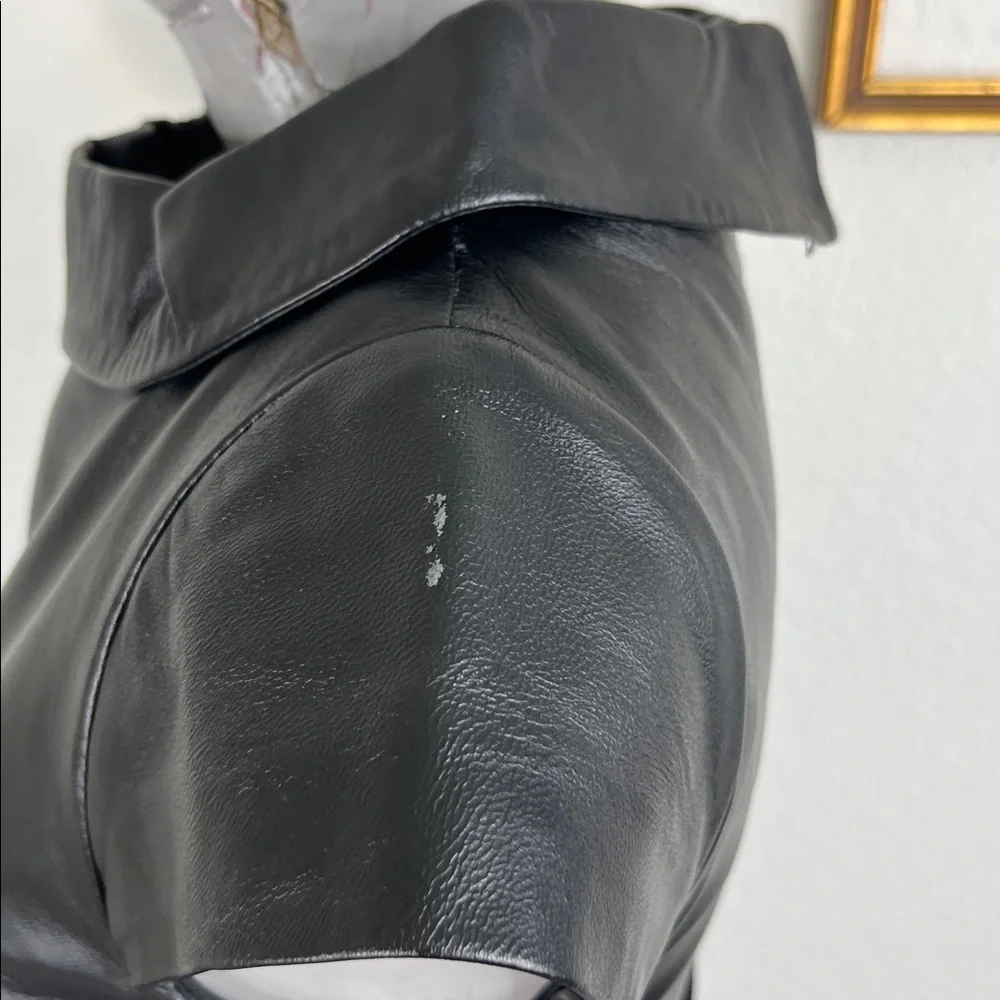 Alice + Olivia Leather Collar Shift Mini Dress Mixed Media A Line - Picture 4 of 9